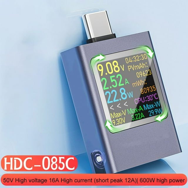 Lefu USB C Tester Meter 4.5~50V 0~12A Type-C Voltage Current Tester USB Power Meter