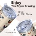 thumbnail image 4 of 20oz Whimsical Chicken Tumbler with Handle Insulated Travel Mug Elegant Birthday Christmas Gift for Chicken Fans Women Men Cup Holder Friendly Durable Build Hot Chocolate Cold Soda Daily Use, 4 of 6