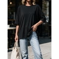thumbnail image 3 of Summer Short Sleeve Oversize Solid Color T Shirt Women Loose Tops, 3 of 6