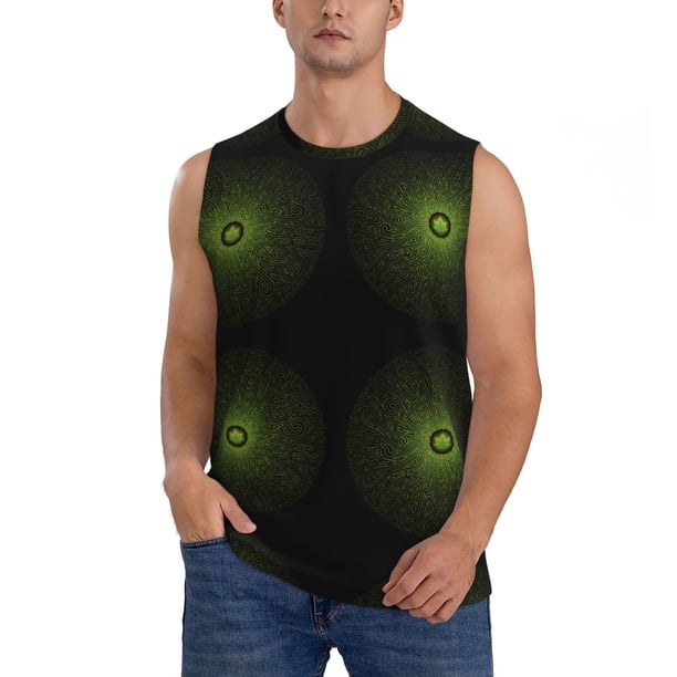 Fotbe Mandala With Marijuana Leaf Men's Camiseta sin Mangas Estampada para Hombres, Playera Casual para Gimnasio, Entrenamiento, Playa-Medium