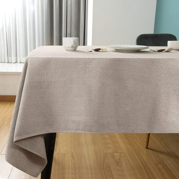Tissus de Table Rectangle Grande Nappe Beige Couverture Tissu Imperméable Faux Lin 140x180cm