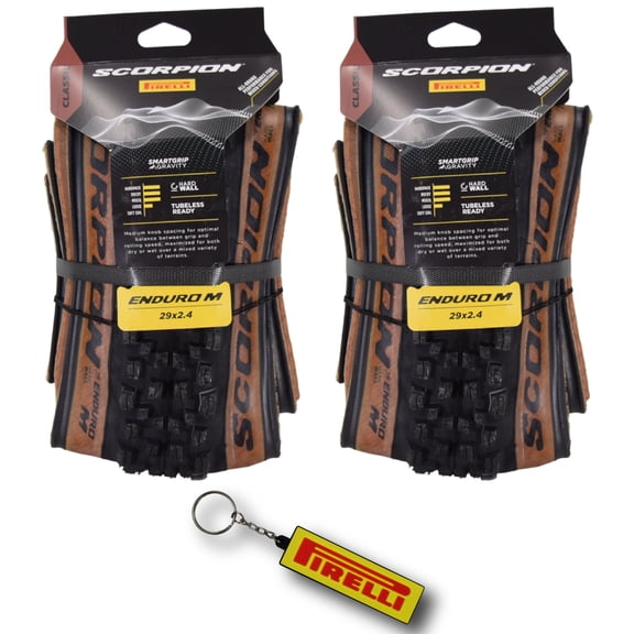 Pirelli Scorpion Enduro M Classic 29x2.4 Mountain Bicycle Tire Tubeless Ready, HardWALL 60 TPI High-Performance All-Terrain Tire for Enduro Trail & Aggressive XC Riding Mountain Bike w/Keychain(2 Pk)