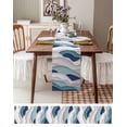 thumbnail image 3 of Ldtrchee Blue Pink Ombre Table Runner 70 Inches, Modern Geometric Moire Abstract Art Bed Runner Dresser Scarves Tabletop for Indoor Outdoor Parties/Ceremony/Banquet, 13" x 70", 3 of 8