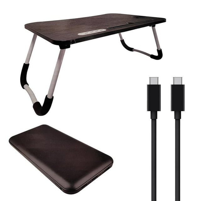 Tech Theory - Laptop Accessory Kit, Stand With USB Ports, 10000MaH Charging Bank and Type-C Cable, Black