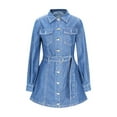 thumbnail image 6 of Miqool Womens Denim Dress Casual Fall Long Sleeve Button Down Distressed Belted Jean Dress with Pockets, 6 of 7