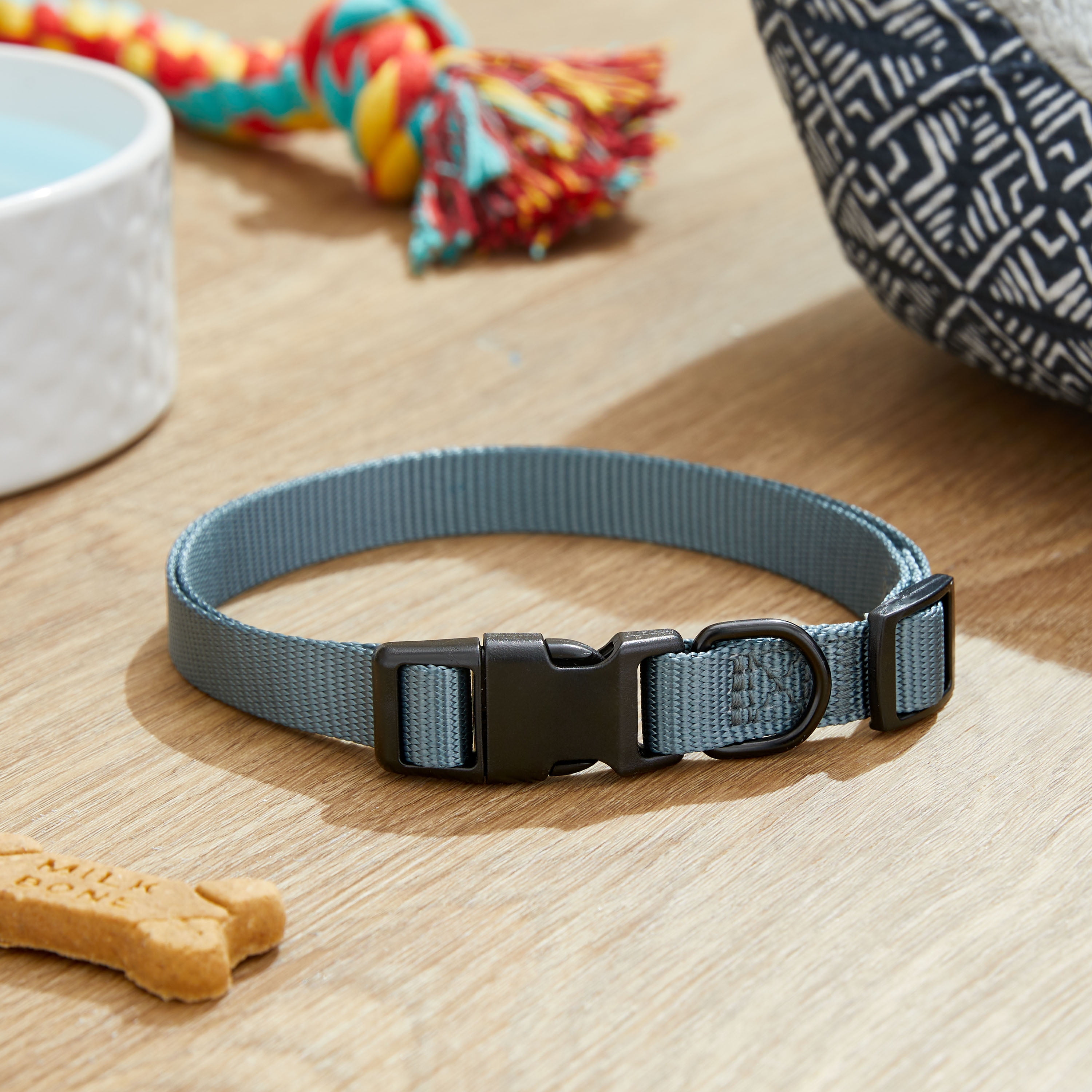 Vibrant Life Solid Polyester Adjustable Dog Collar, Gray, XL