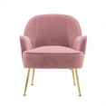thumbnail image 2 of Accent Chair with Arms Upholstered Velvet Side Chairs for Living Room Bedrooms Comfy Decortive Modern Mid-Back Leisure Chair with Adjustable Footpad(Pink), 2 of 7