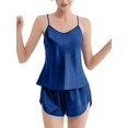 thumbnail image 3 of Deago Women V Neck Sexy Lingerie Satin Sleepwear Pajamas 2 Piece Cami Shorts Set Nightwear (Blue, XL), 3 of 8