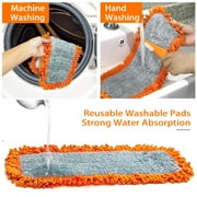 JEHONN Microfiber Dust Mop with 1 Pad for Wet Dry Floor Cleaning (Orange)