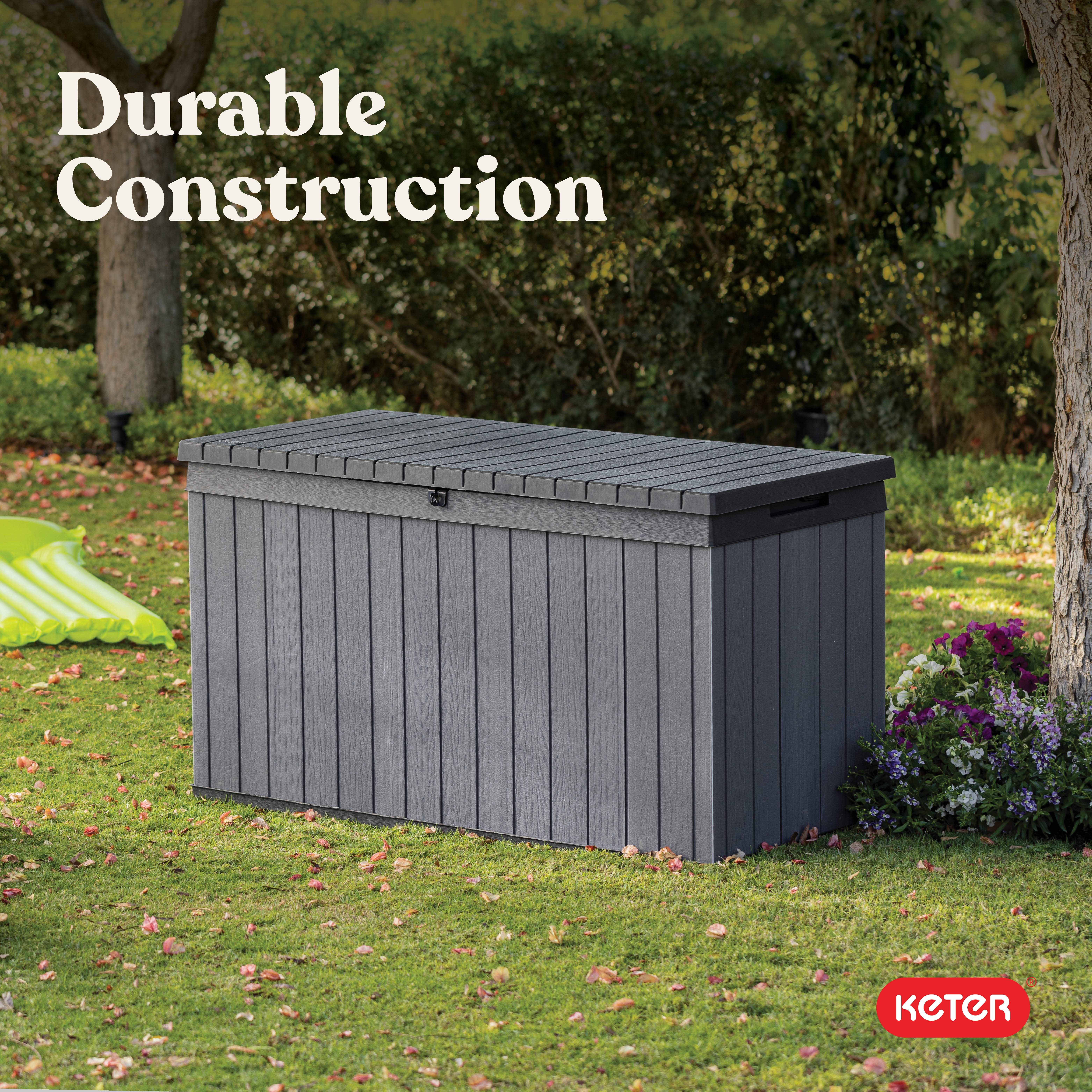 Keter Darwin 150 Gallon Durable Resin Outdoor Deck Box Storage Organization, Graphite
