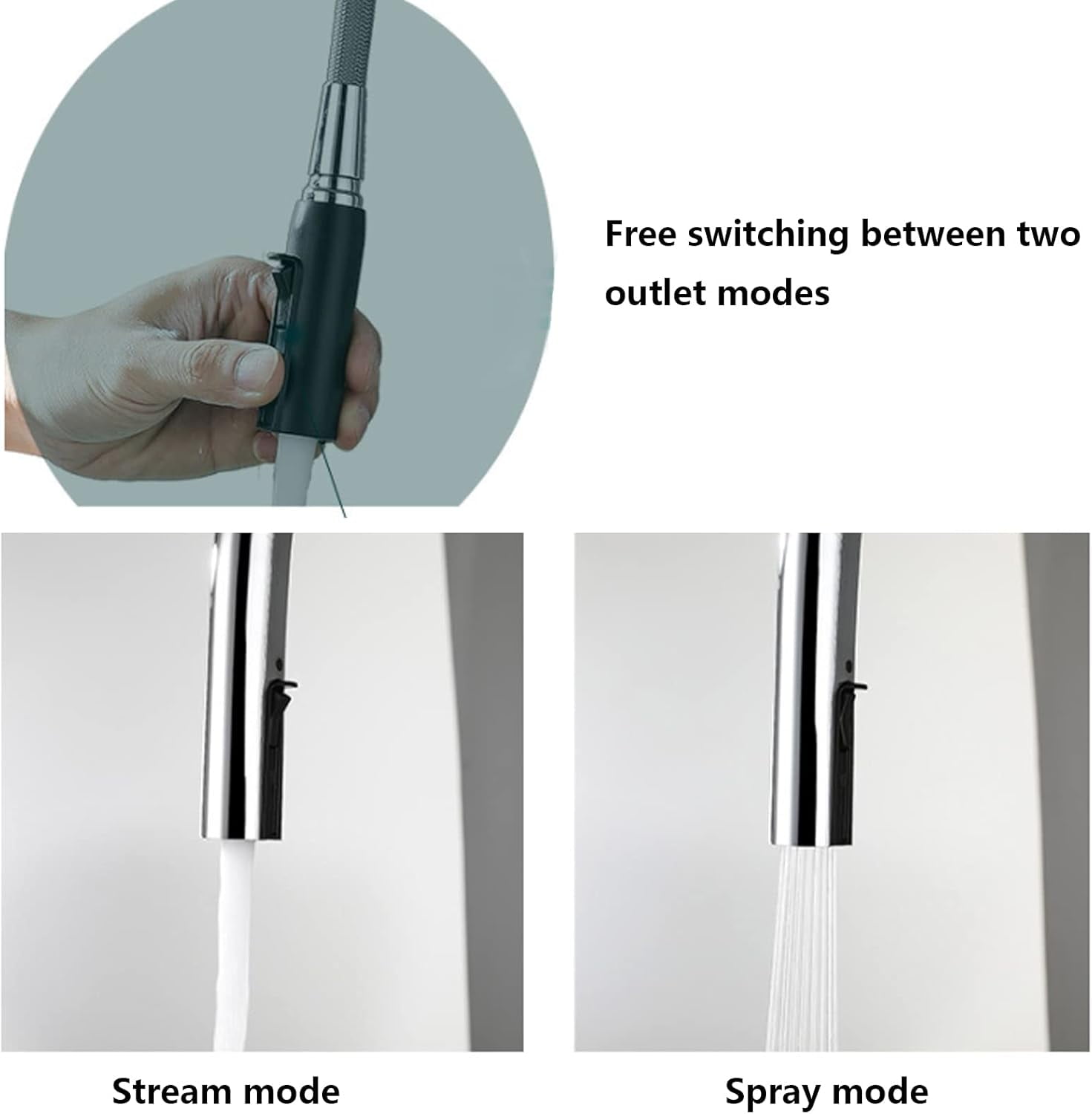 Kitchen Faucets with Pull Down Sprayer, High Arc 360° Swivel Kitchen Sink Brass Chrome Single Handle Kitchen Hot and Cold Water Mixer Tap, Dual Mode Water