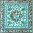 thumbnail image 1 of Ahgly Company Indoor Square Medallion Light Blue Traditional Area Rugs, 6' Square, 1 of 4