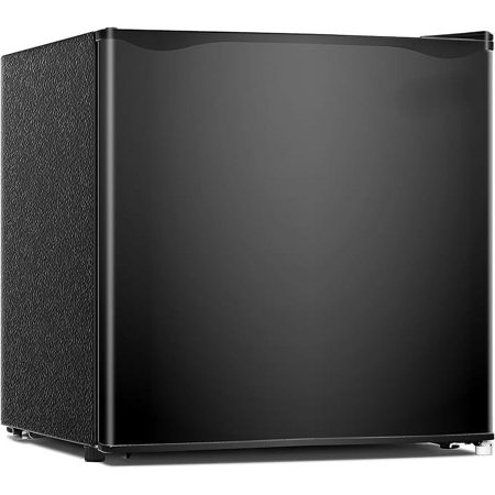 U-SHARE 1.7 Cu.Ft Mini Fridge with Freezer, Reversible Single Door Compact Refrigerator, Adjustable Thermostat, Energy Saving, Mini Fridge for Bedroom, Office, Dorm, Black.