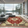 thumbnail image 2 of ODIKA 8'x10' Ultra-Soft Area Rug, Rich Red Ivory Vintage Hallways Medallion Ornate Botanical Trellis with Symmetrical Motifs Washable, Bare feet friendly, Silk-Touch for Bedroom, Under Sectional, 2 of 7