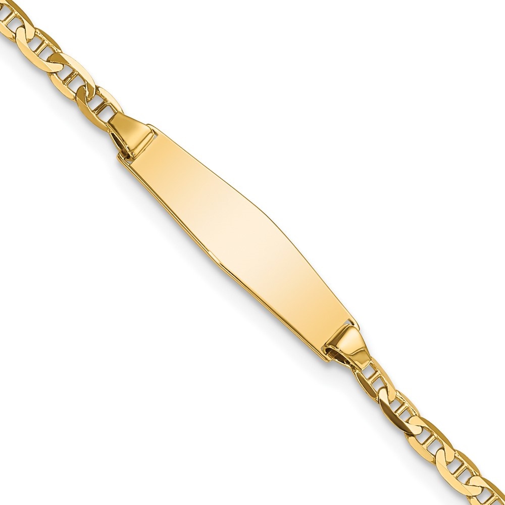 Auriga 14k Yellow Gold Semi-solid Soft Diamond Shape Anchor ID Bracelet 5.5inch for Women