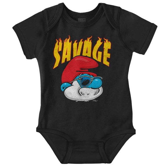 Cool Papa Smurf Savage Fire Cartoon Romper Boys or Girls Infant Baby Brisco Brands NB