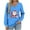 5-Blue, variant on Tops for Women Christmas V-neck Long Sleeved Casual Loose T-shirt Top Womens Blouse Plus Size Purple XL