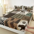 thumbnail image 3 of Manfei Hunting Moose Bear Twin Sheet Sets, Brown Green Rustic Plaid Twin Fitted Sheet, Nature Adventure Theme Flat Sheet, Luxury Bedroom Decor 3pcs, 3 of 7