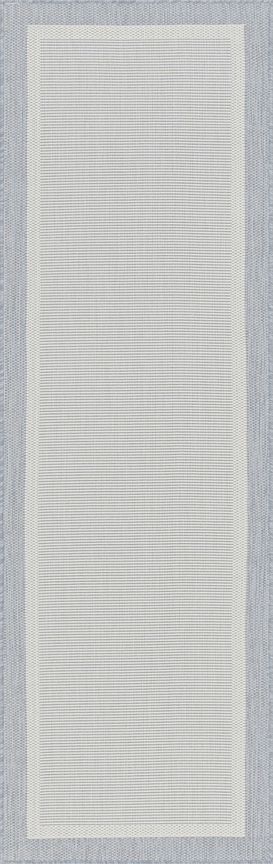 Bliss Rugs Solid Border Indoor Outdoor Rug Water Resistant Runner Rug for Patio, Hallway, Entryway, Deck, Gray ,2' x 8'
