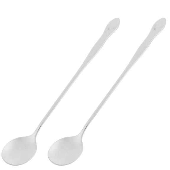Unique Bargains Stainless Steel Long Handle Latte Coffee Tea Spoon Scoop 19.5cm 2pcs