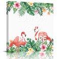 thumbnail image 2 of Pink Flamingo Birds Wall Art Painting on Canvas, Summer Tropical Plants Flowers Canvas Art Home Prints Wall Art Framed Modern Artwork for Living Room Bedroom Wall Decor 8x8in, 2 of 9