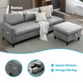 thumbnail image 6 of Mjkone 86" L-Shaped Sectional Sofa with Storage Ottoman, 3 Seat Couch with Reversible Chaise for Living Room/Office/Apartment, Light Gray, 6 of 6