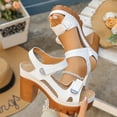 thumbnail image 2 of THDHVS White Sandals woman,Casual Shoes for Women,Women Summer Adjustable Straps Peep Toe Elevator Heels with Block Heel for Casual Outings White, 2 of 10