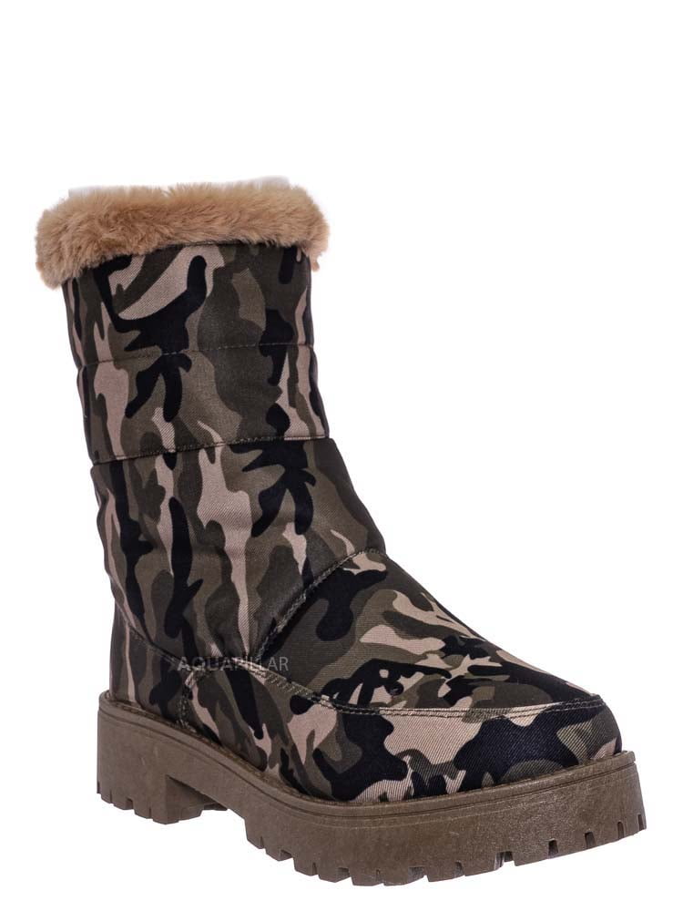 Bamboo - Quilted Nylon Faux Fur Boots 