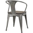 thumbnail image 4 of Modern Contemporary Urban Design Industrial Distressed Antique Vintage Style Kitchen Room Dining Chair, Silver, Metal Wood, 4 of 4