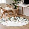 thumbnail image 5 of Green Brown Botanical Round Area Rug 4ft, Farmhouse Eucalyptus Leaves Washable Non-Slip Circle Rugs for Bedroom Living Room Kitchen, Soft Non Shedding Circle Carpet for Dining Room Dorm, 5 of 9