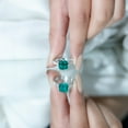 thumbnail image 4 of Rosec Jewels Lab Grown Emerald Engagement Ring for Women - 8 mm Cushion Cut Emerald Ring - AAAA Quality - With Jewelry Box, 925 Sterling Silver, US 3.50, 4 of 8