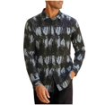 thumbnail image 2 of TKKCS Mens Graphic Button Down Shirts- Regular Fit Casual Stretch Vacation Lightweight Long Sleeve Shirts Black Size 2XL, 2 of 5