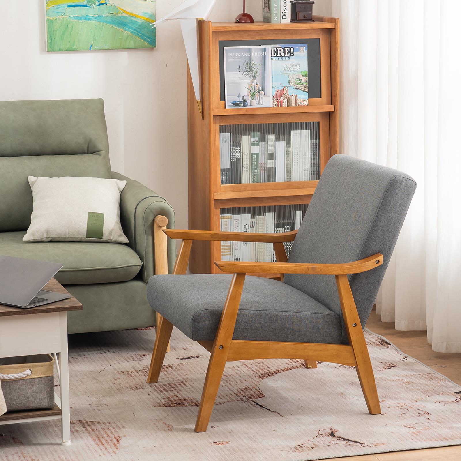 UBesGoo Mid Century Modern Accent Chair Fabric Lounge Armchair Club