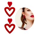 thumbnail image 2 of ZPAQI Pink Acrylic Double Heart Earrings Big Geometric Heart Stud Earring Fashion, 2 of 21