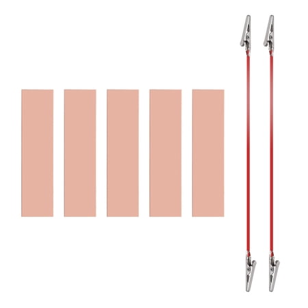 Uxcell 20x80mm Copper Anode Sheet, 5 Pack Pure Copper Strip (99.995% Pure) 1mm Thick Plate Electrode Set with Alligator Clips Cables for Electroplating Plating Experiment