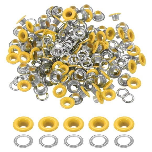 Uxcell 110 Pcs Ojetes con Arandelas 3/16" Kit de Grommets Amarillo