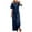 Dark Blue, variant on Pimfylm Linen Sets for Women 2 Piece Women's Boat Neck 1/2 Sleeve Shirts Wide Leg Breathable Cotton Pants Suits with Pockets AG, M