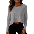 thumbnail image 1 of TaTaai Women's Casual Crew Neck Long Sleeve Sun Protection Tops Solid Color Workout Shirts Fashion Comfortable Lightweight Blouses for Spring Summer Outdoor Gift, 1 of 8