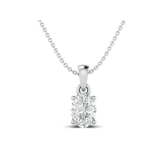 1.00 Ctw Oval Shape Moissanite Diamond 925 Sterling Silver Solitaire Women Wedding Pendant Necklace