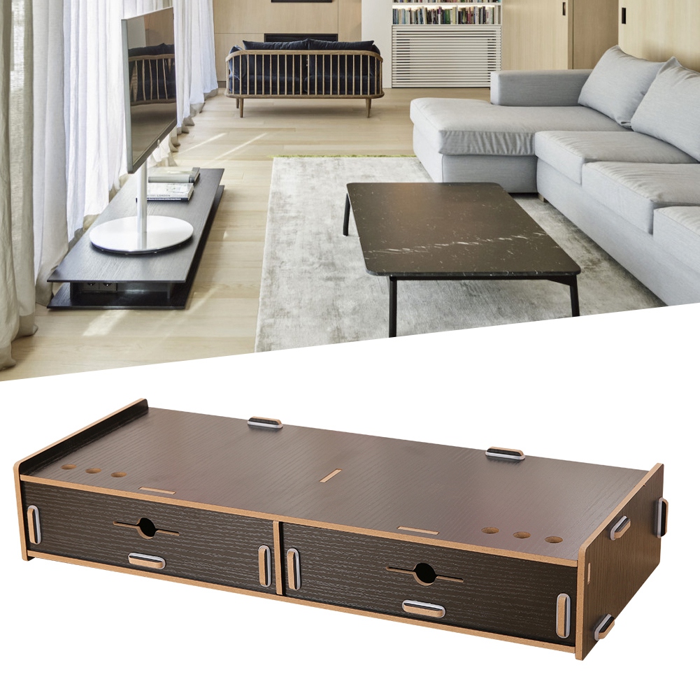 Rdeghly Wooden Computer Monitor Stand Keyboard Desktop Organizer