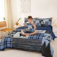 thumbnail image 4 of Manfei Rustic Deer 7pcs Queen Bedding,Mountain Pine Bedding Comforter Set Queen,Navy Gray,Navy Blue Reversible, 4 of 7