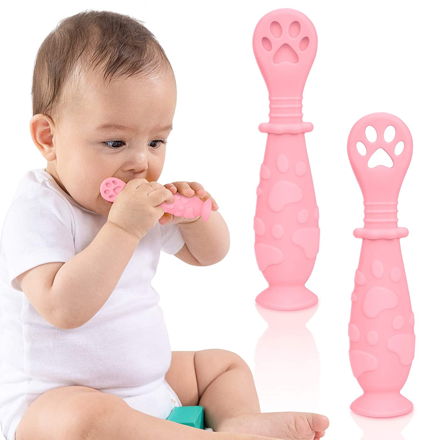 Baby Feeding Spoon Soft Food Grade Silicone Spoon Kids Learning Tableware 6L 
