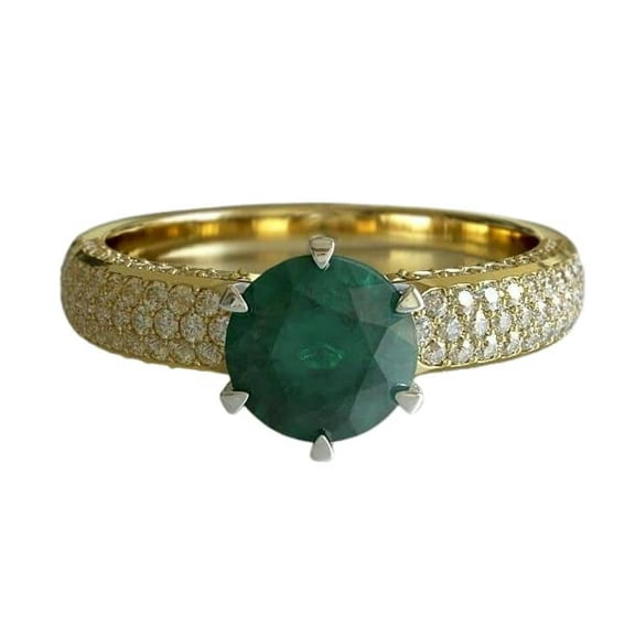 HeartsAndYou 2ct Natural Green Emerald & Diamond Ring Accents 100% REAL 14k SOLID Yellow Gold