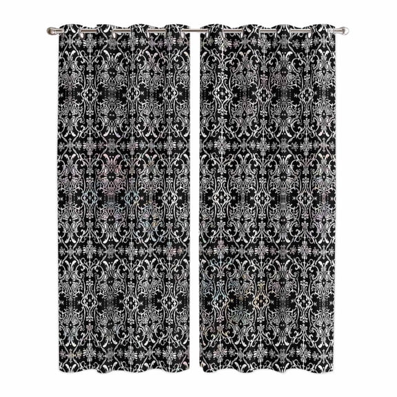 Black and White Kitchen Curtains 96 Inch Length, Modern Moroccan Geometric Abstract Art Grommet Top Bedroom Living Room Curtains, Light Filtering Cafe Curtain Drapes 2 Panels Set 104''x96''