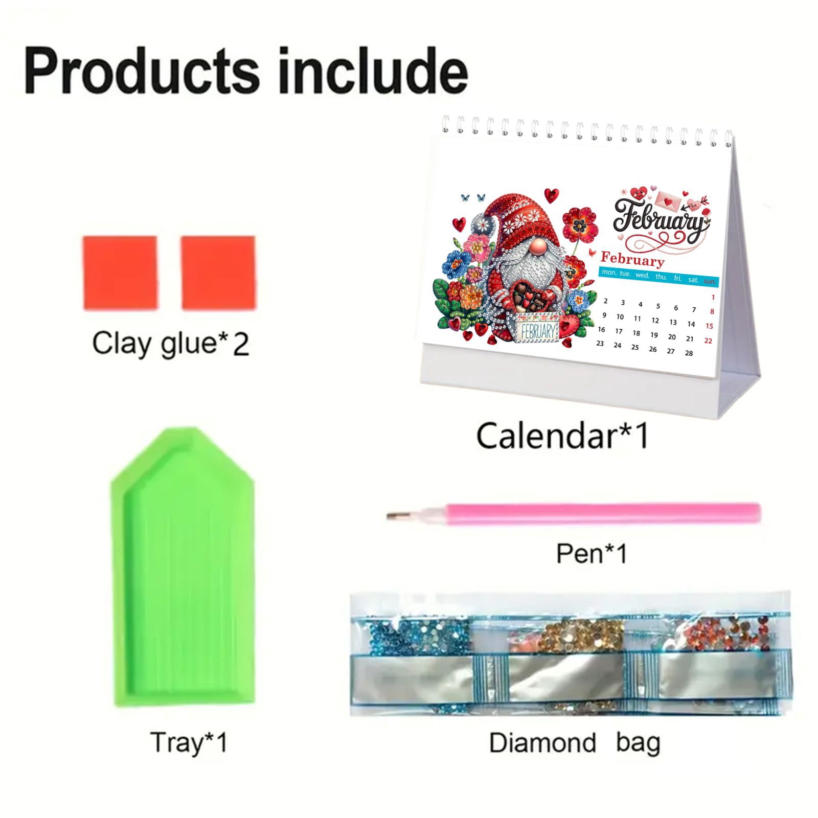 FLOPESN 2026 DIY Diamond Art Painting Desk Calendar,Thick Paper Monthly Flip Tabletop Calendars for Office Home Decor Planning-Goblin