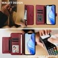thumbnail image 6 of Crossbody Wallet Case For Google Pixel 10 Pro XL, PU Leather Flip Stand Case with [RFID Blocking] Card Holder, Zipper Pocket Handbag Magnetic Snap Shockproof Phone Case with Wrist Strap,Winered, 6 of 12