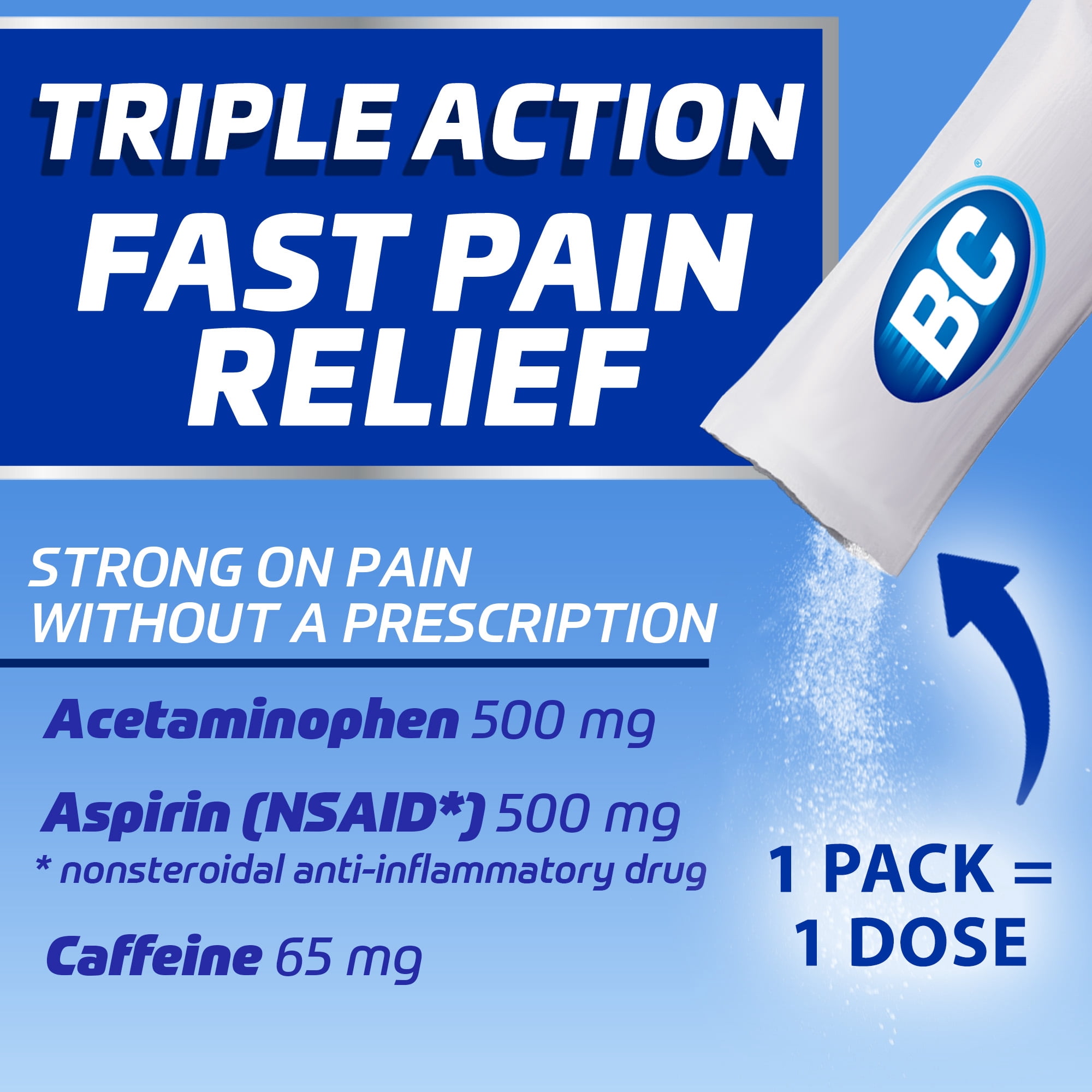 (3 pack) BC MAX Strength Fast Pain Relief Powder, Lemonade Drink Mix, Aspirin & Acetaminophen, 16 Count