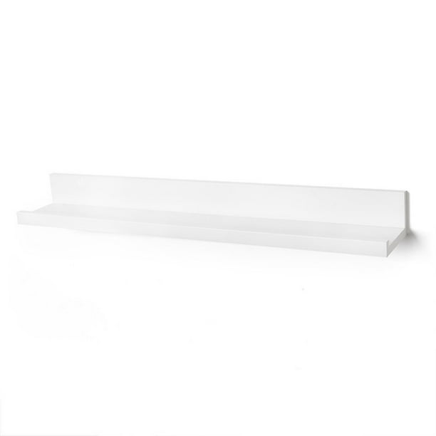 Americanflat 24 Inch White Floating Shelf With Lip Long Wall Mounted Storage Ledge For Bedroom Living Room Bathroom Kitchen Office And More Com - Long Floating Wall Shelf White