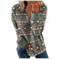 thumbnail image 1 of Blusa de manga larga con estampado de tribu con cremallera informal a la moda para mujer Pompotops gfhjh15624, 1 of 6