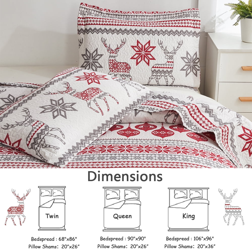 Green Essen Christmas Quilts Twin Size Reindeer Xmas Bedspread Snowflake Bedding Stripe Coverlet Red White Lanterns Christmas Decor
